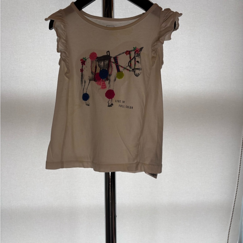 babyGap Girls Horse Pom Pom Flutter Sleeve Tee Size 4 Years